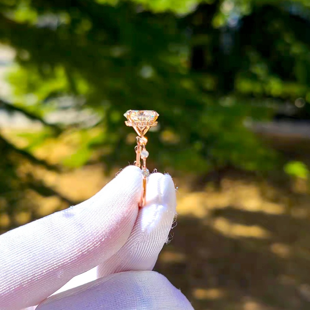 Solid 14k gold 2ct oval moissanite ring